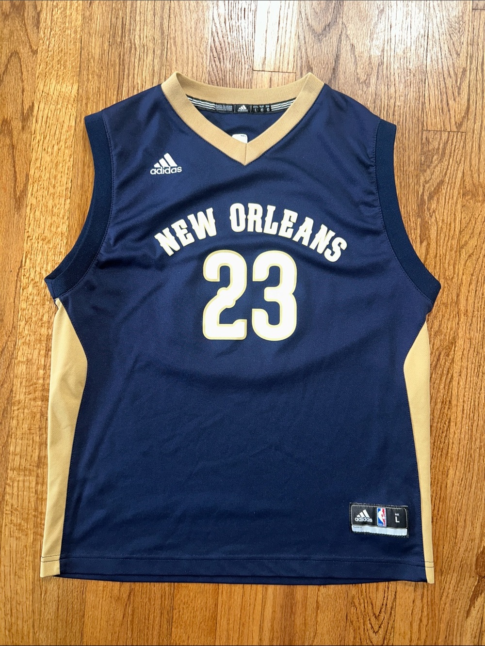 Adidas New Orleans #23 Davis Navy Basketball Jersey Large